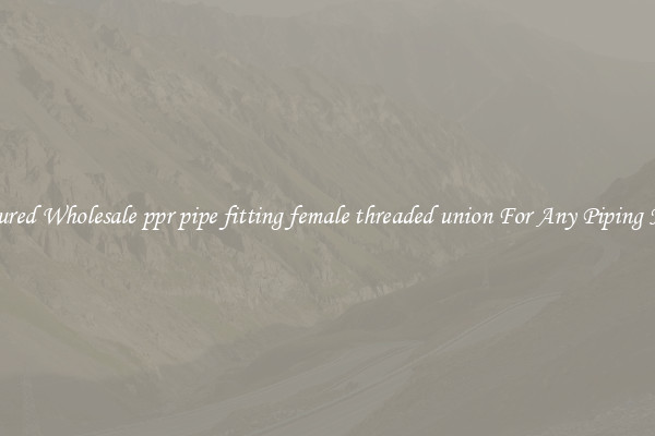Featured Wholesale ppr pipe fitting female threaded union For Any Piping Needs