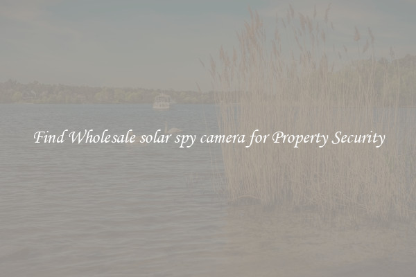 Find Wholesale solar spy camera for Property Security